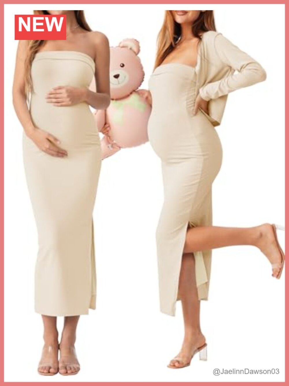Two Piece Maternity Maxi Dress & Cardigan Set Strapless Special Occasion